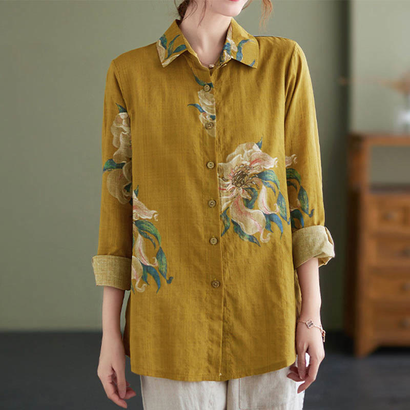 Buddha Stones文学芸術花柄コットン服 - image 2
