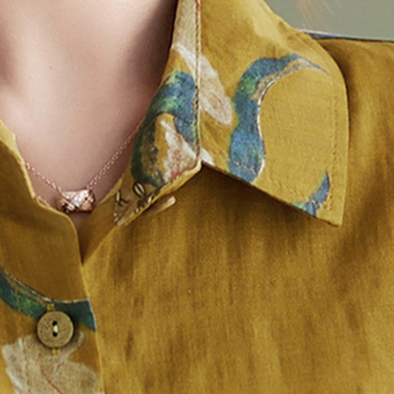 Buddha Stones文学芸術花柄コットン服 - image 4