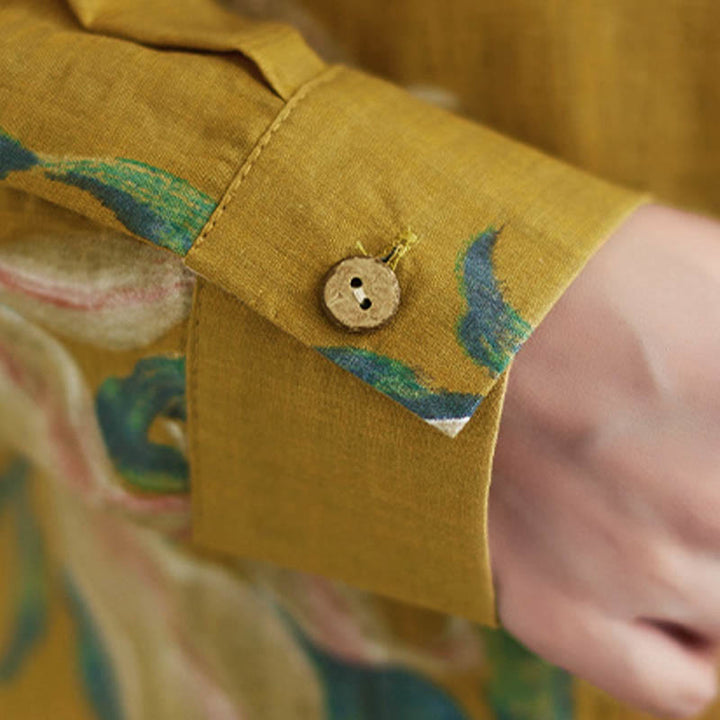 Buddha Stones文学芸術花柄コットン服 - image 14