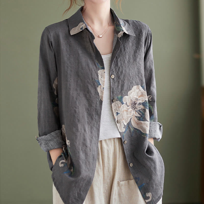 Buddha Stones文学芸術花柄コットン服 - image 24