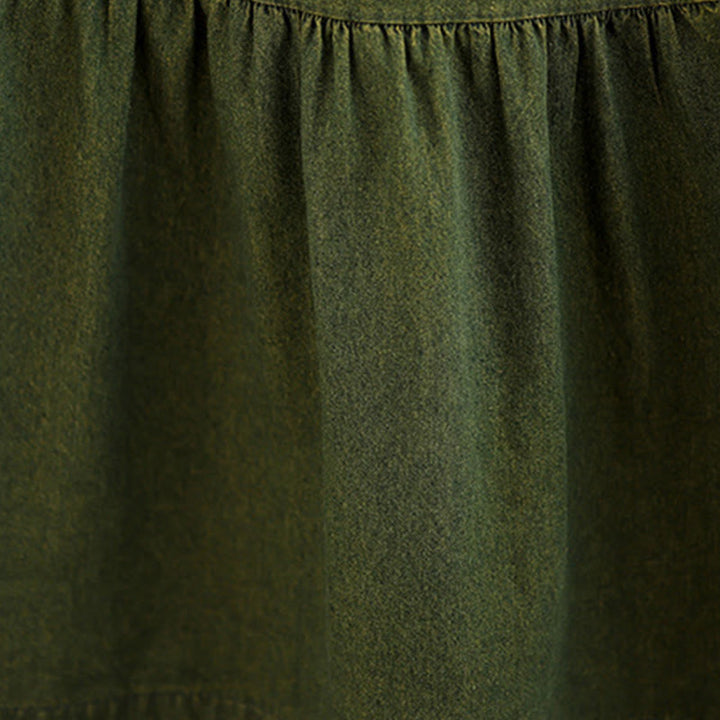 Buddha Stones DarkOliveGreen パッチワーク 長袖デザイン コットン レディース マキシドレス ポケット付き - image 11