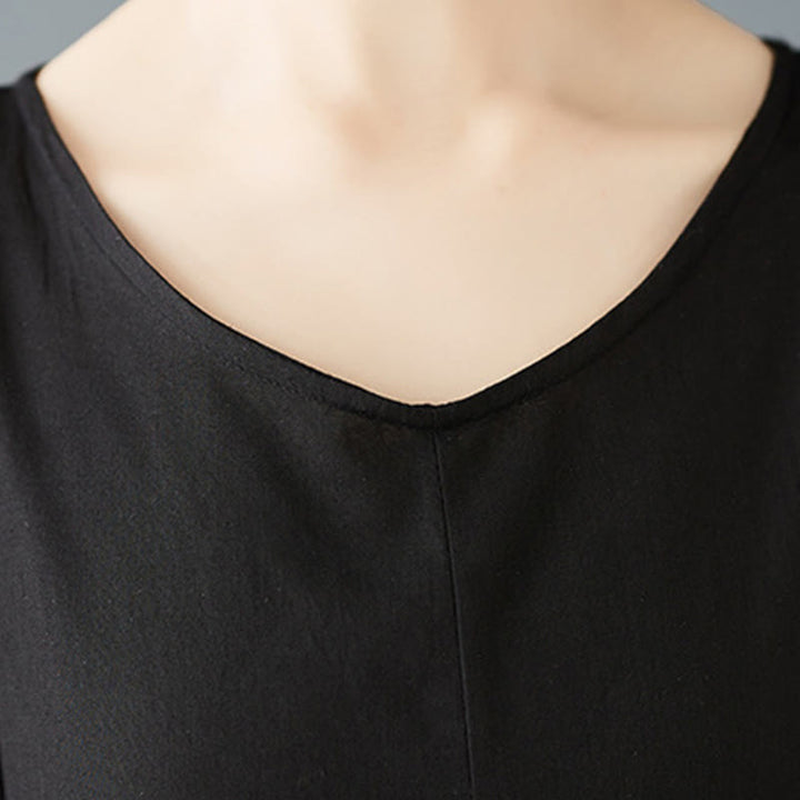 Buddha Stonesスプリング ダブルレイヤーデザイン コットン ロングスリーブ レディース ミディドレス - image 8