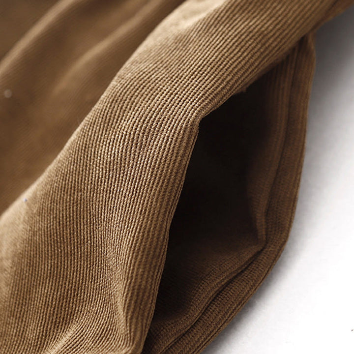 Buddha Stonesボタンデザインコーデュロイピーターパンカラーロングスリーブミディドレス（ポケット付き） - image 5