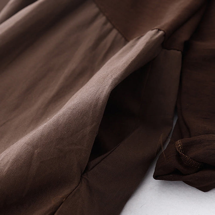 Buddha Stonesスプリングプレーンラペルロングスリーブミディドレス（ポケット付き） - image 3