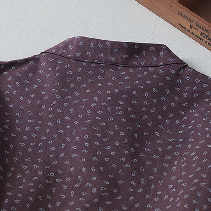 Buddha Stonesプリント花柄アコーディオンプリーツコットンリネン長袖ミディドレス（ポケット付き） - image 9