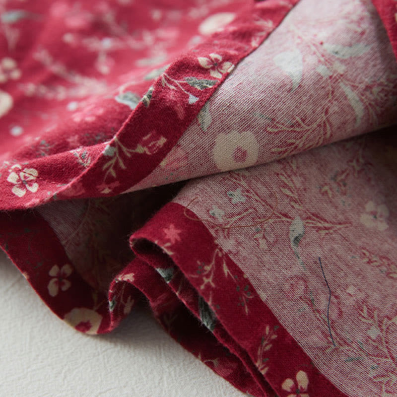 Buddha Stonesエスニックプリント 花柄 レースアップデザイン 長袖 コットンリネン ミディドレス - image 15