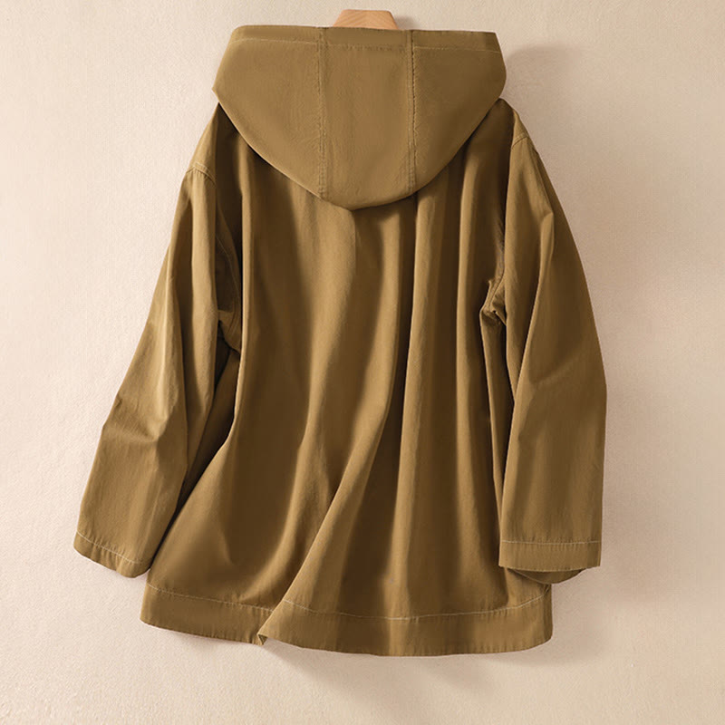 Buddha Stonesピュアカラー フード付き レディース 長袖 コットンジャケット ポケット付き - image 2