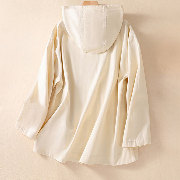 Buddha Stones無地 フード付き レディース 長袖 コットン ジャケット ポケット付き - image 7