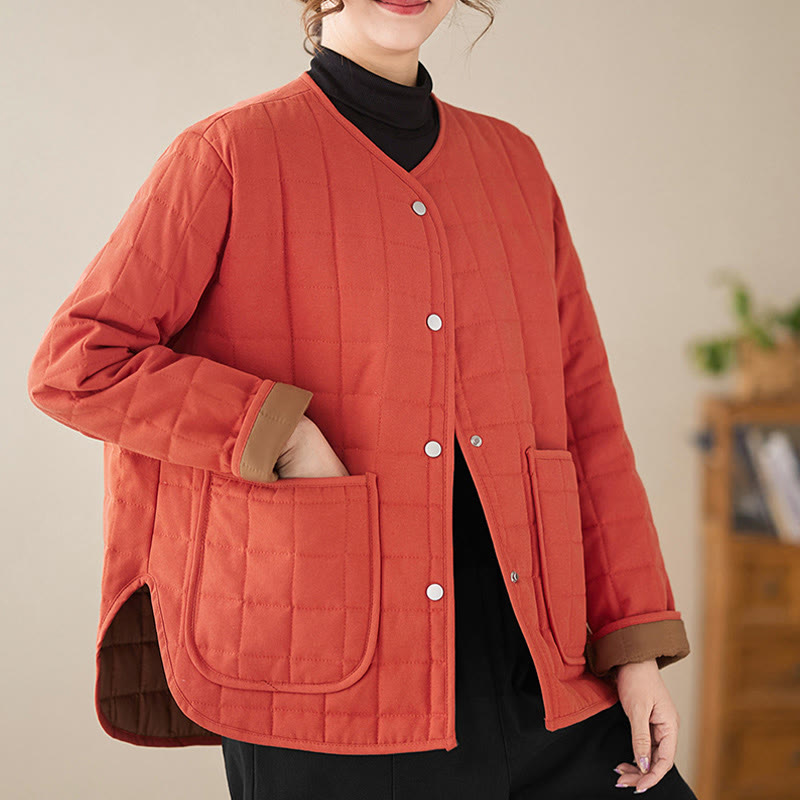 Buddha Stonesレトロ 無地 レディース 厚手コットン 長袖コート ジャケット ポケット付き - image 13