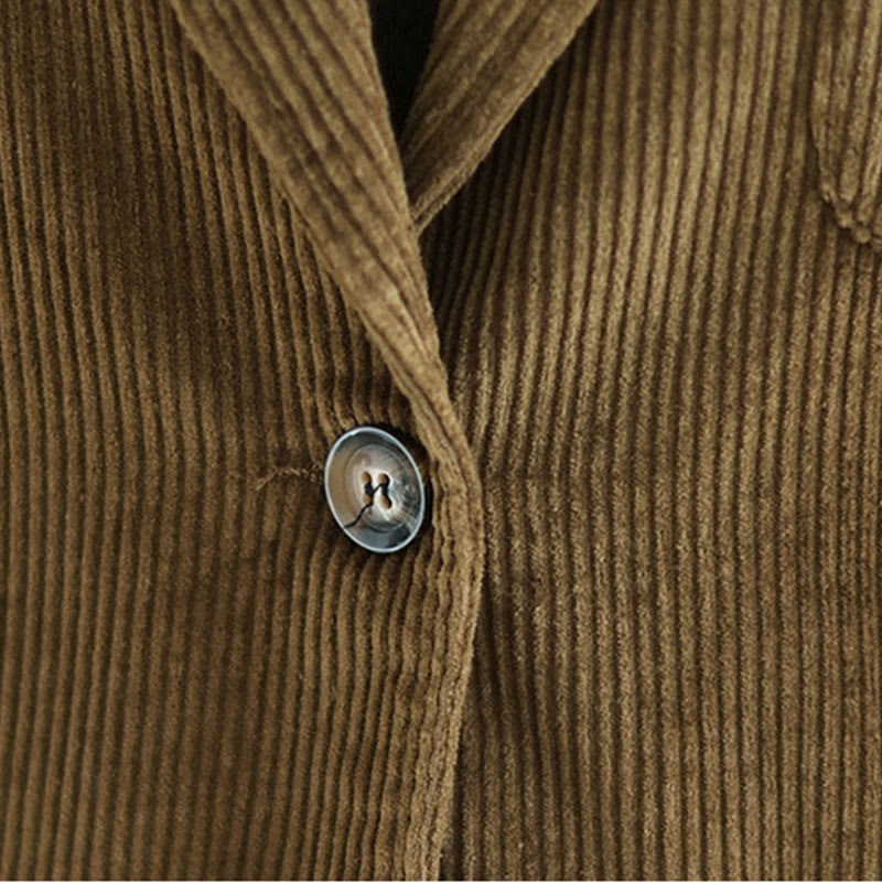 Buddha Stonesレトロプレーン レディース 長袖コーデュロイジャケット ポケット付き - image 7