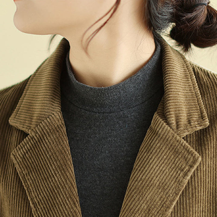 Buddha Stonesレトロプレーン レディース 長袖コーデュロイジャケット ポケット付き - image 6