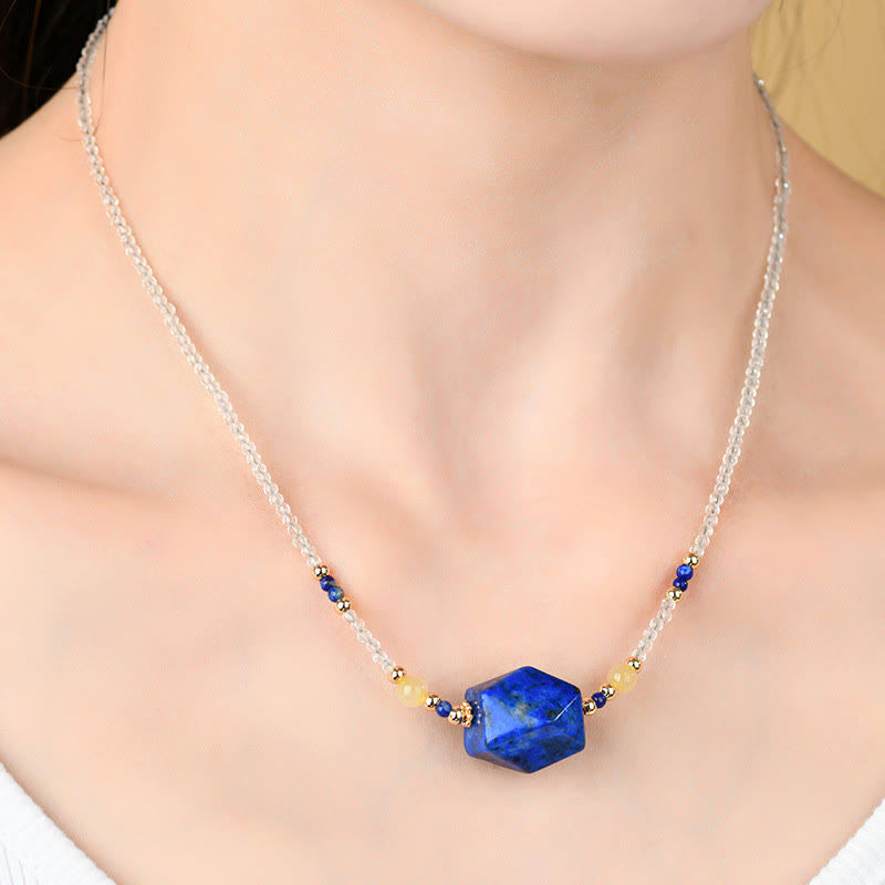 Buddha Stonesホワイトクリスタル ラズライト ヒーリング瞑想ネックレスペンダント - image 5