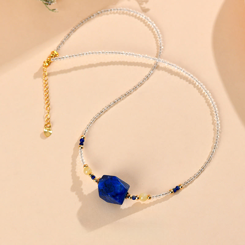 Buddha Stonesホワイトクリスタル ラズライト ラピスラズリ ヒーリング瞑想ネックレスペンダント - image 2