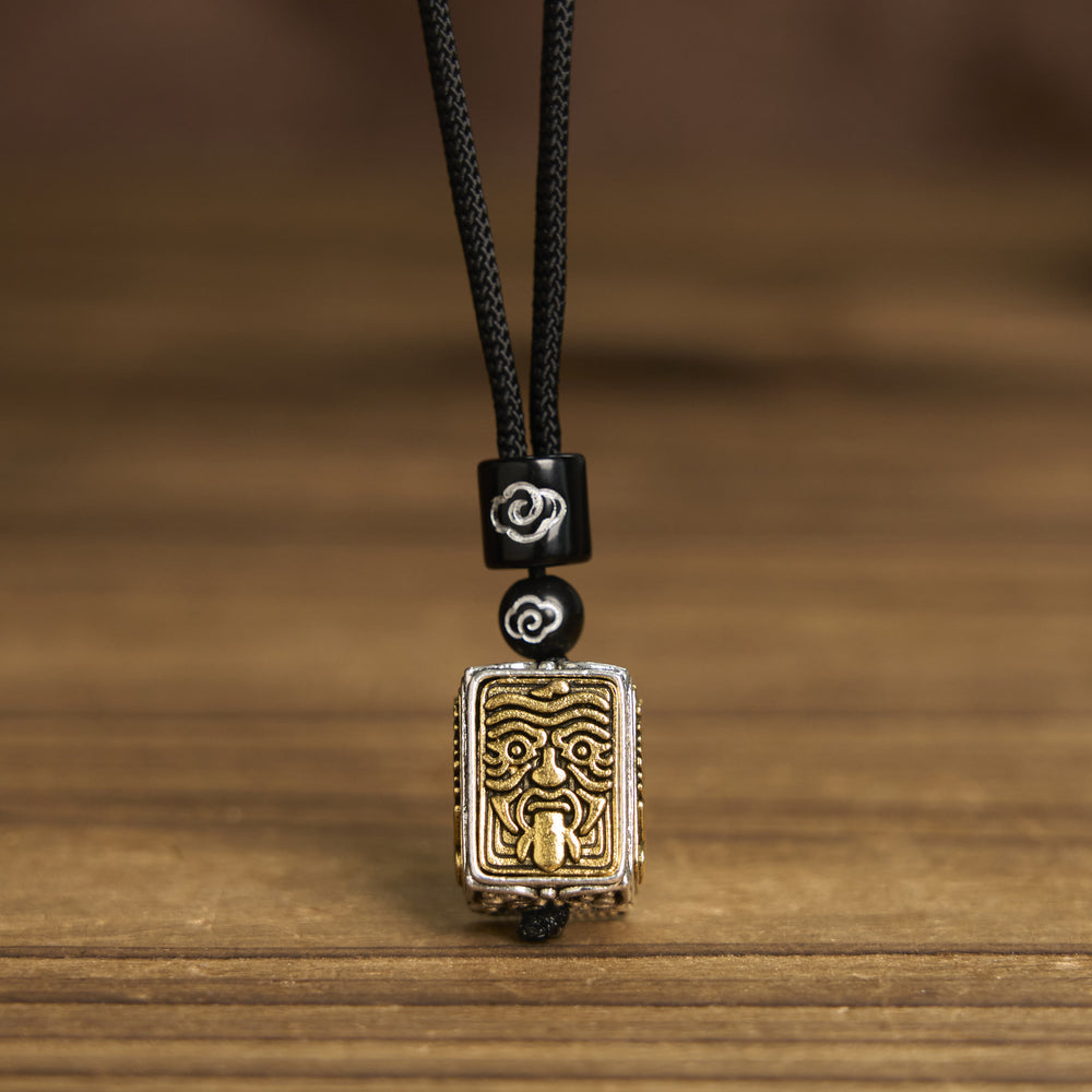 Buddha Stonesチベット ザキラム 富の守護女神 ロープ スクエア ネックレス ペンダント - image 1