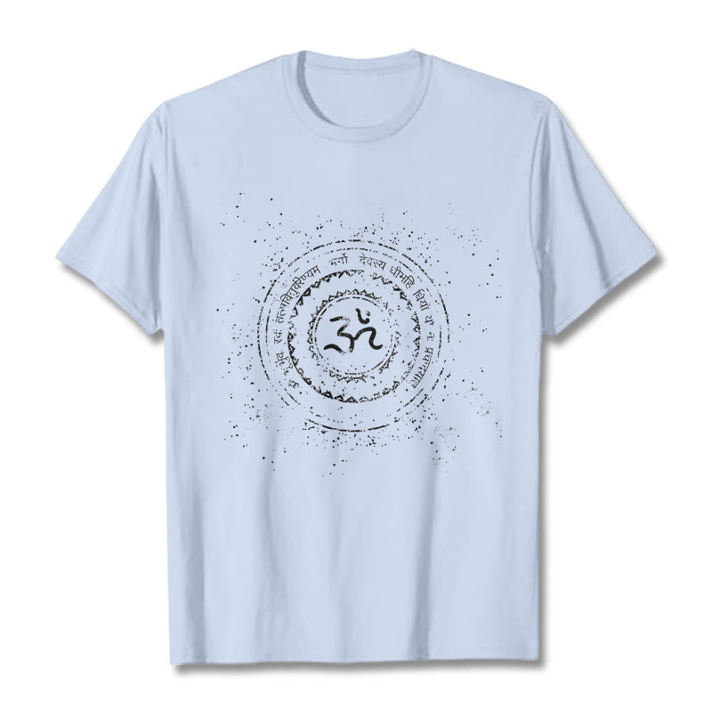 Buddha Stones曼荼羅オームシンボルマントラ柄TシャツコットンTシャツ - ライトシアン - 2XL - image 18