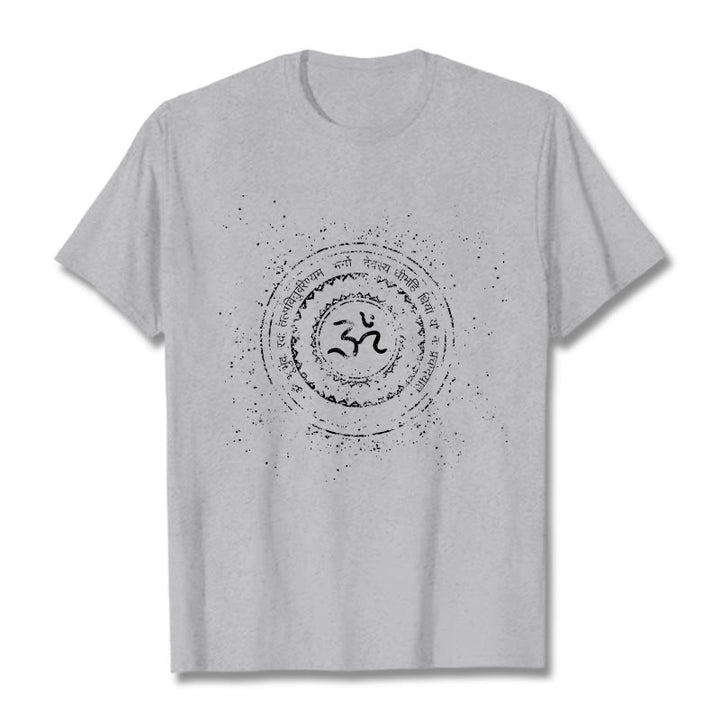 Buddha Stones曼荼羅オームシンボルマントラ柄TシャツコットンTシャツ - ライトグレー - 2XL - image 19