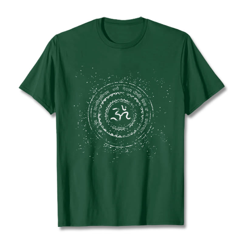 Buddha Stones曼荼羅オームシンボルマントラ柄TシャツコットンTシャツ - フォレストグリーン - 2XL - image 10