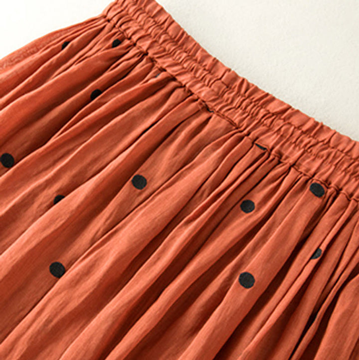 Buddha Stonesの芸術的なヴィンテージドット柄レディースプリーツスカート - image 38