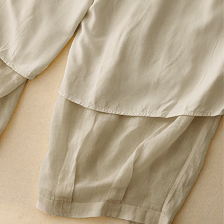 Buddha Stonesカジュアル ルーズ ダブルレイヤー 7-8丈 クロップドパンツ レディース パンツ ポケット付き - image 24