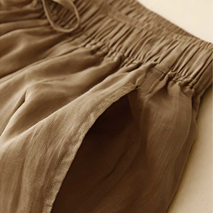 Buddha Stonesカジュアル ルーズ ダブルレイヤー 7-8丈 クロップドパンツ レディース パンツ ポケット付き - image 2