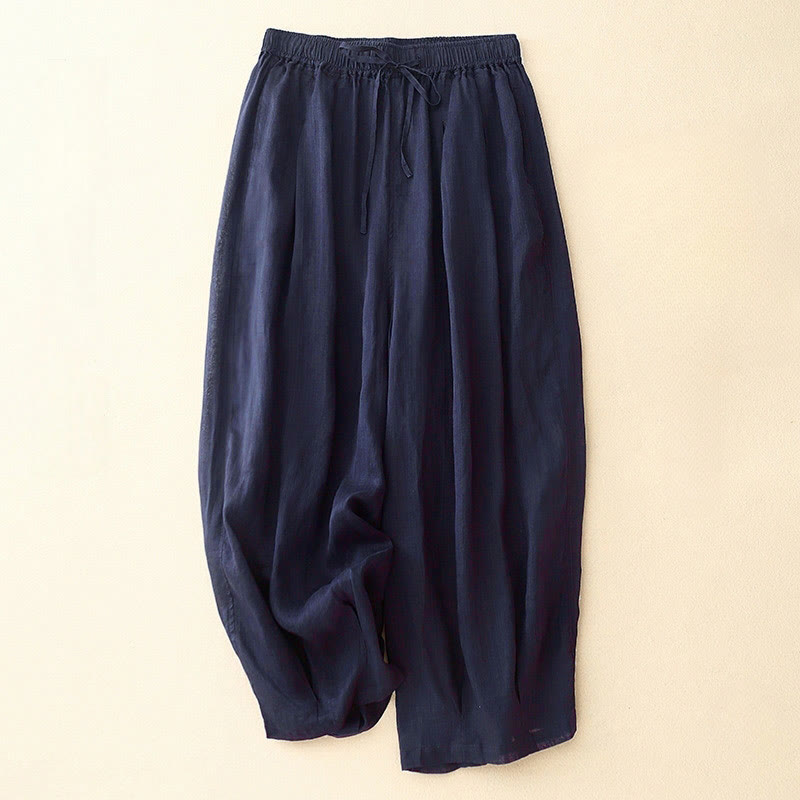 Buddha Stonesカジュアル ルーズ ダブルレイヤー 7-8丈 クロップドパンツ レディース パンツ ポケット付き - ミッドナイトブルー - US8-10，UK/AU12-14，EU40-42 (2XL) - image 6