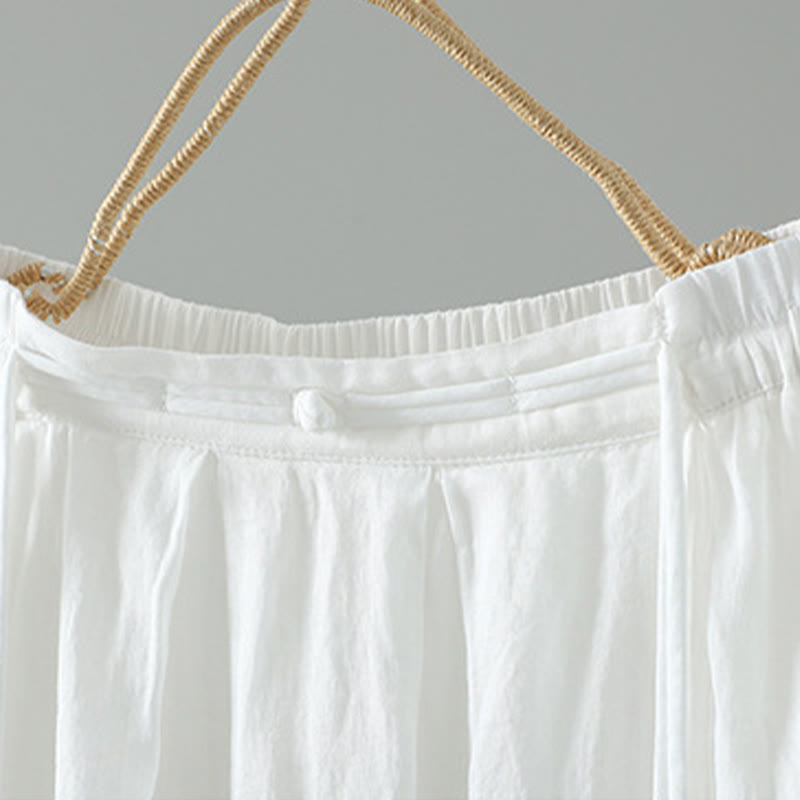 Buddha Stones夏 レトロ 純色 タッセルデザイン レディース スカート ポケット付き - image 9