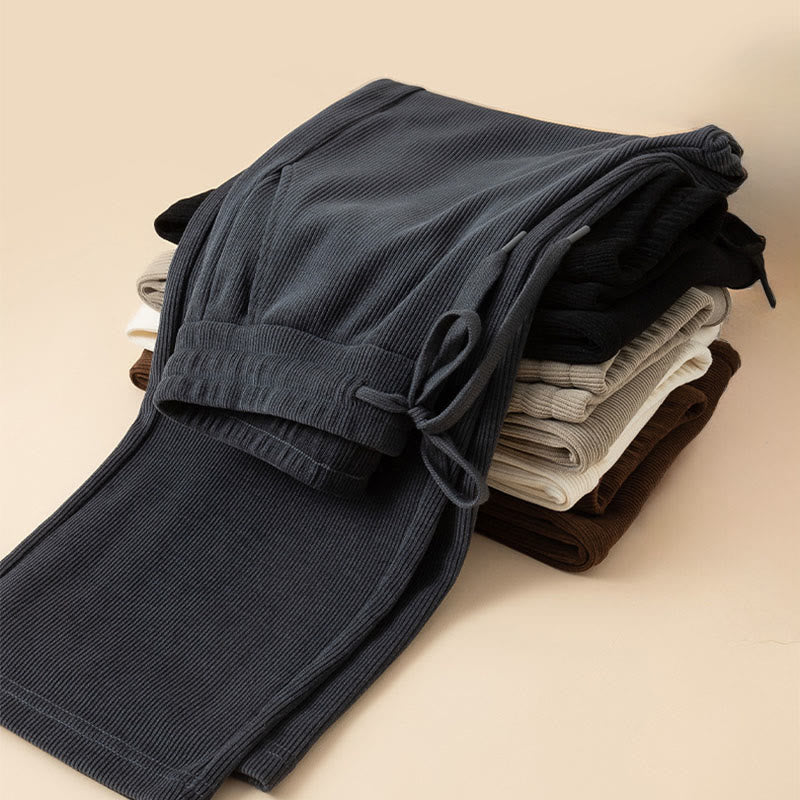 Buddha Stonesレディース 秋冬 ピュアカラー ワイドレッグ コットンパンツ ポケット付き - image 1