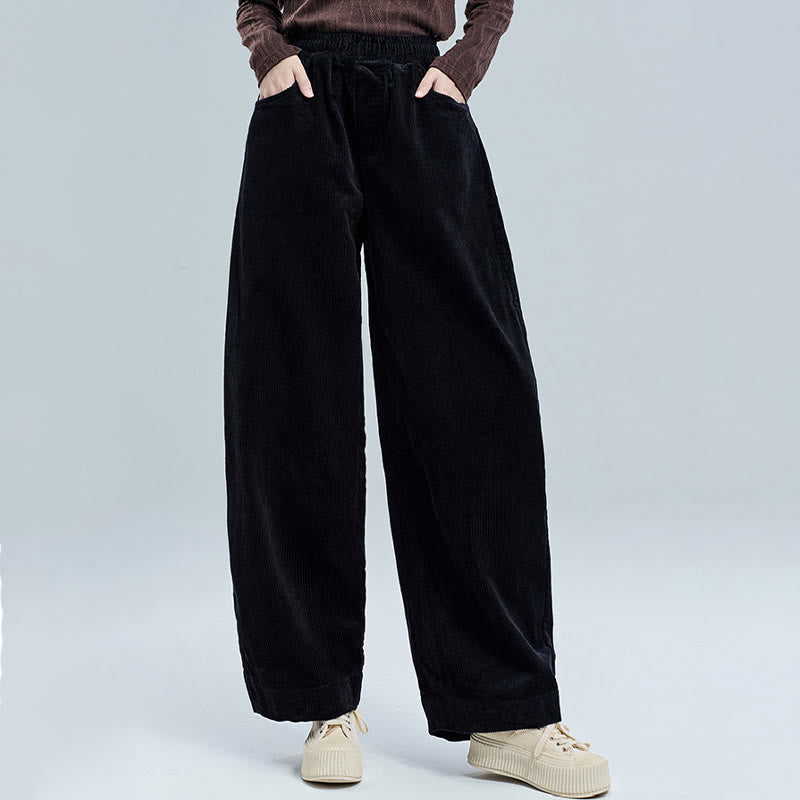 Buddha Stonesレディース 秋物 無地 アンクル丈 シンプルデザイン コーデュロイパンツ ポケット付き - image 1