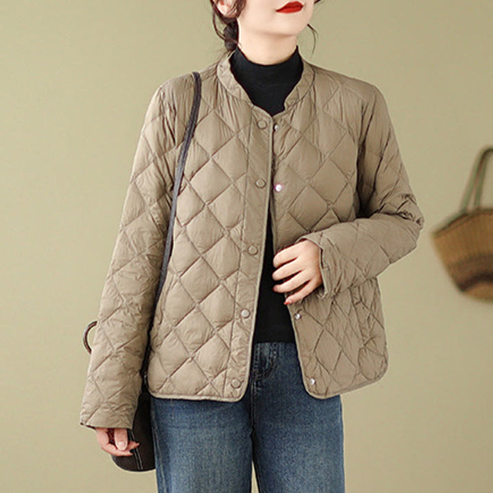 Buddha Stonesレディース 秋冬 長袖 ダイヤモンドキルティングデザイン コットン サーマルジャケット ポケット付き - image 4