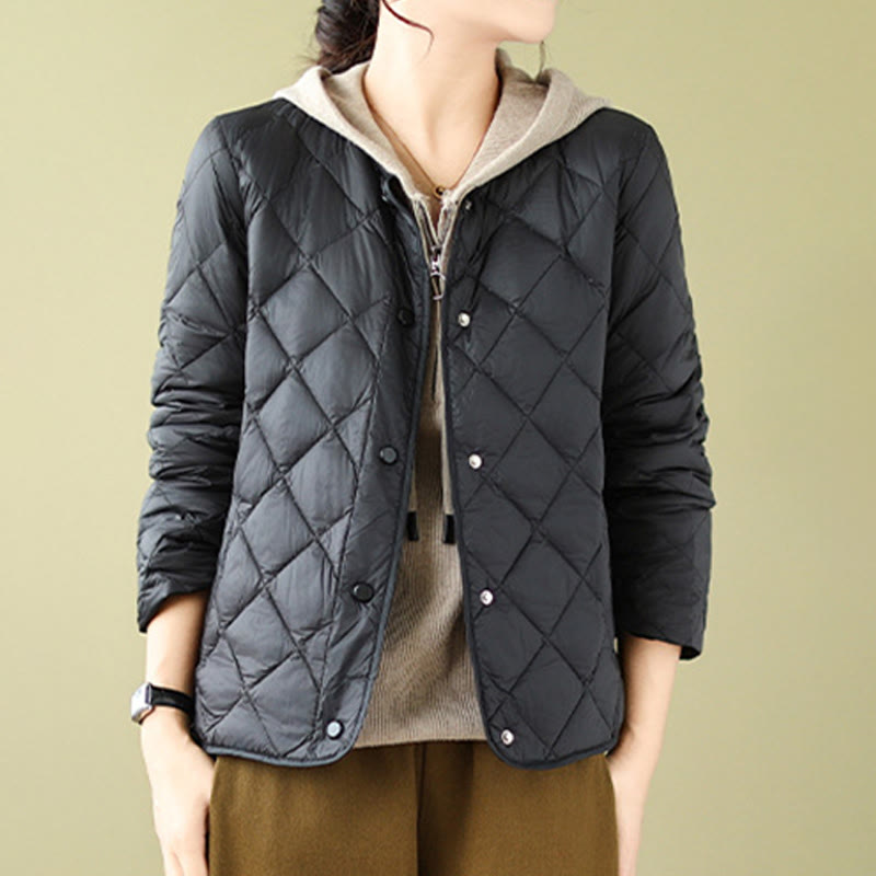 Buddha Stonesレディース 秋冬 長袖 ダイヤモンドキルティングデザイン コットン サーマルジャケット ポケット付き - image 15