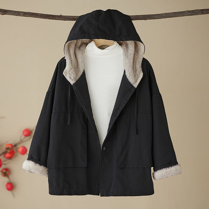 Buddha Stonesレディース 無地 長袖 パーカー コットン サーマル フリース裏地 ポケット付き ジャケット - image 7