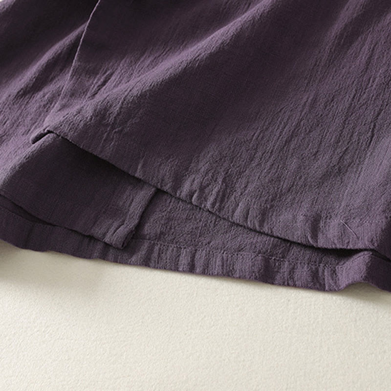 Buddha Stonesヴィンテージ プレーン フロッグボタン アシンメトリーデザイン 長袖 コットンリネン ミディドレス - image 14