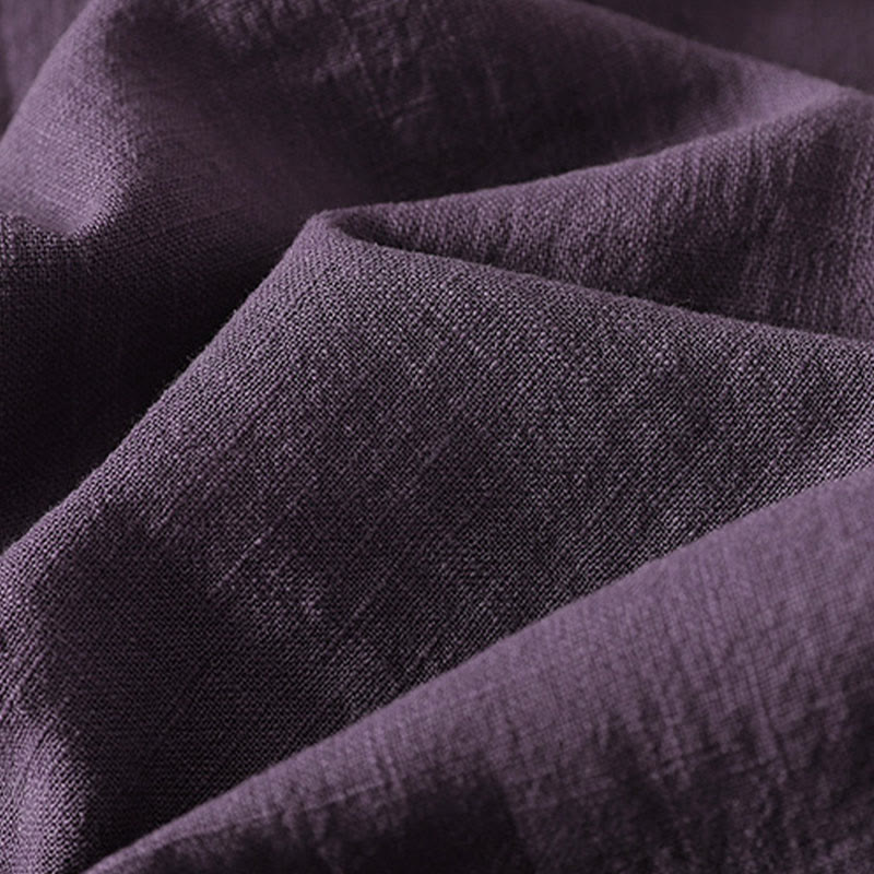 Buddha Stonesヴィンテージ プレーン フロッグボタン アシンメトリーデザイン 長袖 コットンリネン ミディドレス - image 11