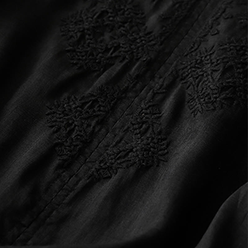 Buddha StonesのVネックライン刺繍入りレディース半袖シャツ - image 14