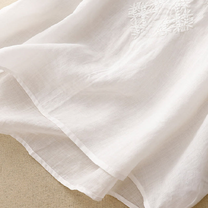 Buddha StonesのVネックライン刺繍入りレディース半袖シャツ - image 17