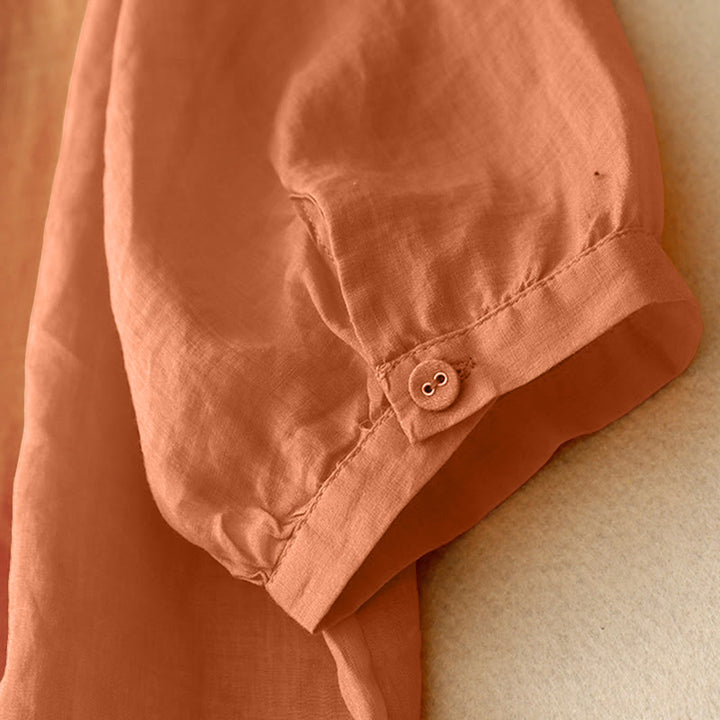 Buddha StonesのVネックライン刺繍入りレディース半袖シャツ - image 8