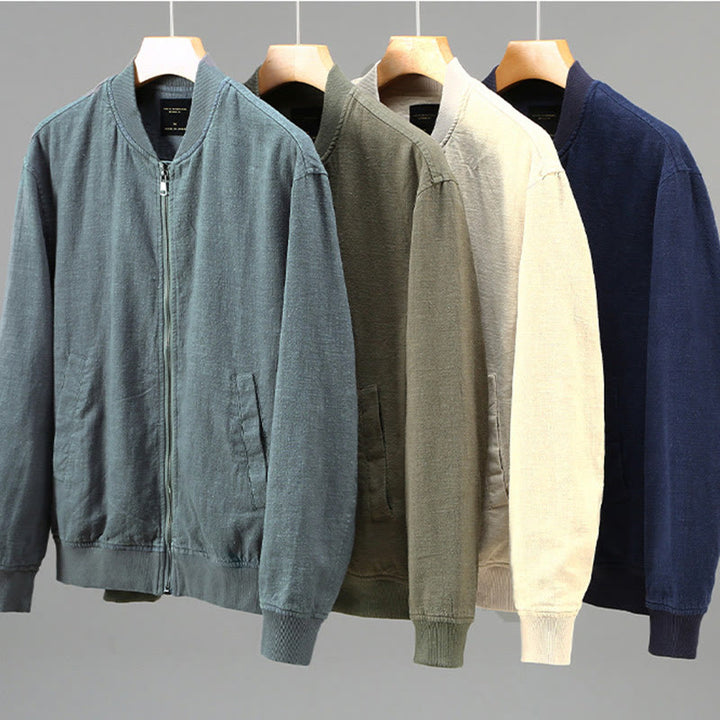 Buddha Stones冬用ジッパーデザイン スタンドカラー メンズ コットンリネン 長袖ジャケット ポケット付き - image 14