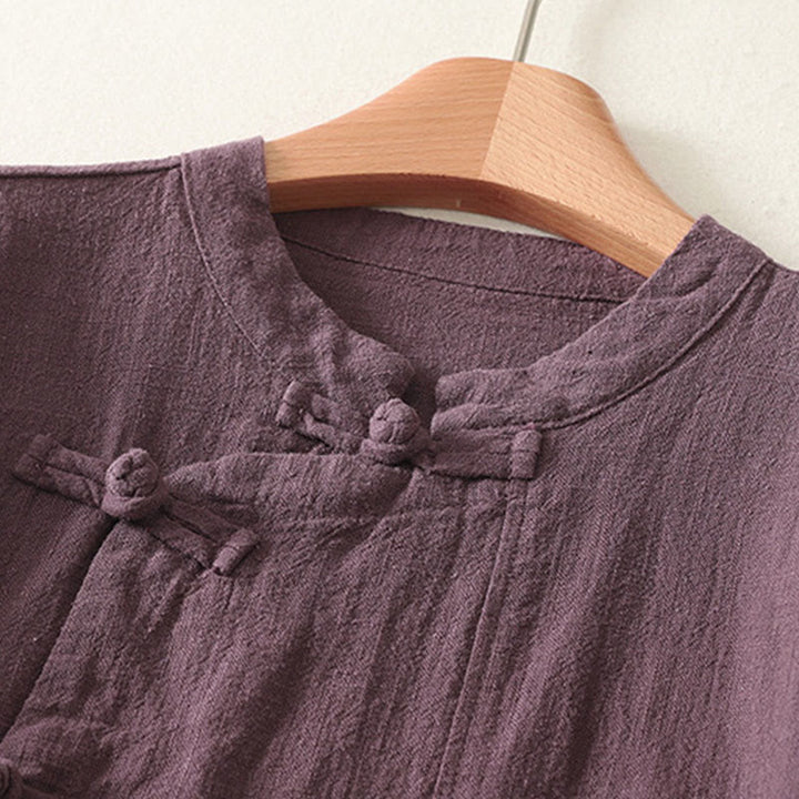 Buddha Stonesカジュアル 無地 フロッグボタン コットン レディース 長袖シャツ - image 2