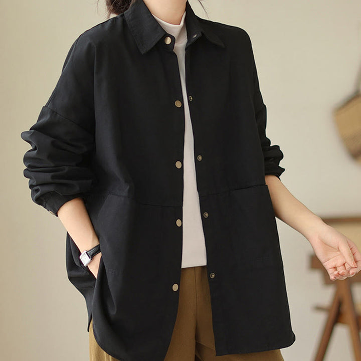 Buddha Stonesカジュアル 無地 レディース 長袖 ジャケット ポケット付き - 黒 - US14、 UK/AU18、 EU46 (2XL) - image 15