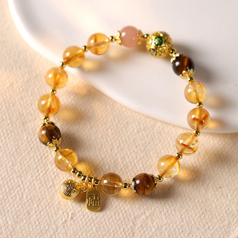 Buddha Stones天然シトリン福の字幸運獣豊かさブレスレット - image 1