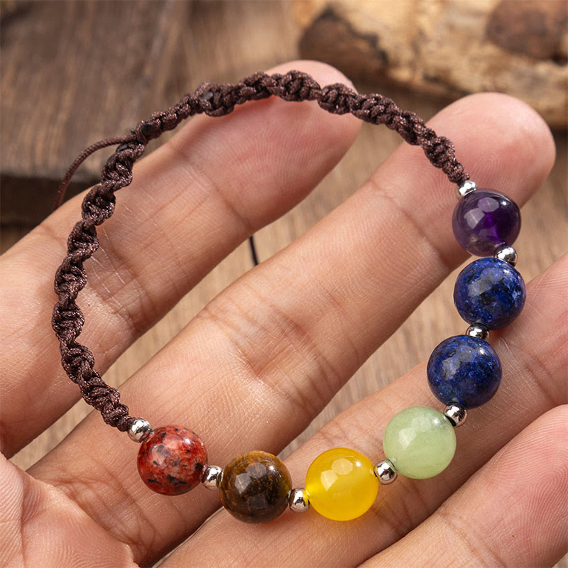 Buddha Stones天然石各種 クリスタル タイガーアイ アメジスト 勇気ロープブレスレット - image 4