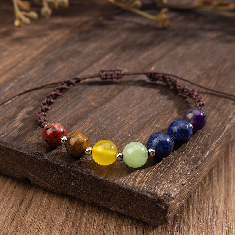 Buddha Stones天然石各種 クリスタル タイガーアイ アメジスト 勇気ロープブレスレット - image 2