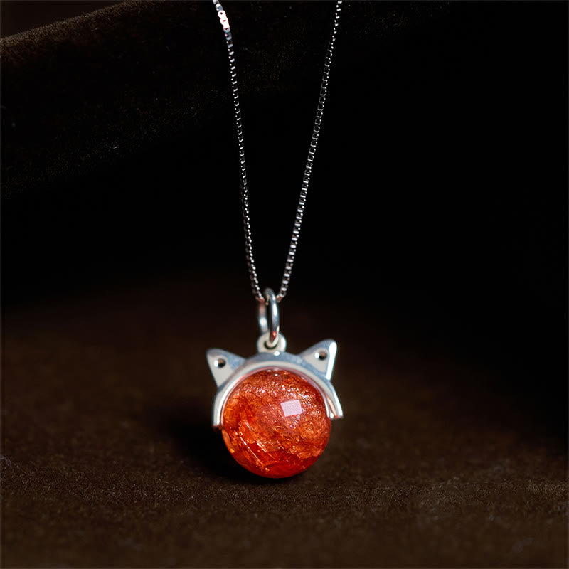 Buddha Stones925スターリングシルバー 天然ゴールド 花火 スーパーセブン クリスタル キャットネックレス ペンダント - 10mm+0.8mmチェーン - image 0