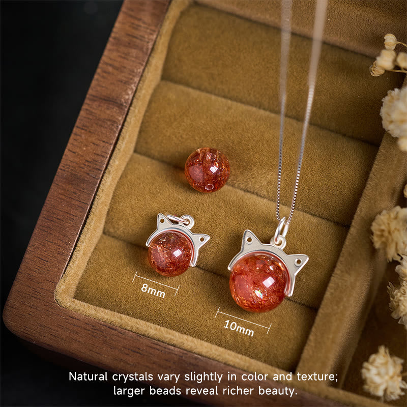 Buddha Stones925スターリングシルバー 天然ゴールド 花火 スーパーセブン クリスタル キャットネックレス ペンダント - image 4