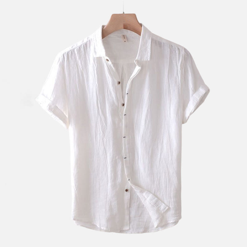 Buddha Stones メンズ 綿麻シャツ 無地 半袖 開襟 涼しい 夏服 カジュアル - 半袖 - 白 - US/UK/AU50、EU60（5XL） - image 7