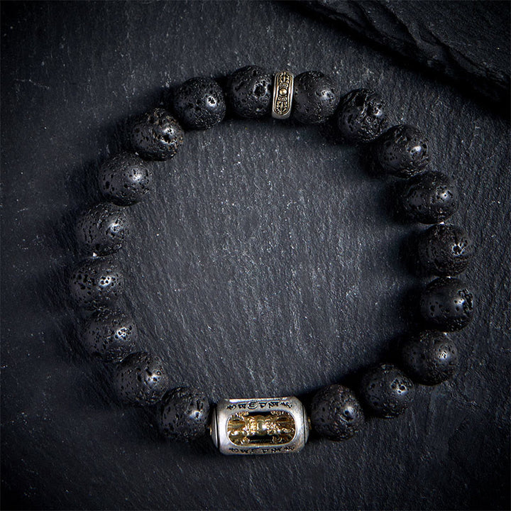 Buddha Stones天然溶岩石オーム・マニ・パドメ・フムドルジェ バジュラ ヒーリング ブレスレット - image 12