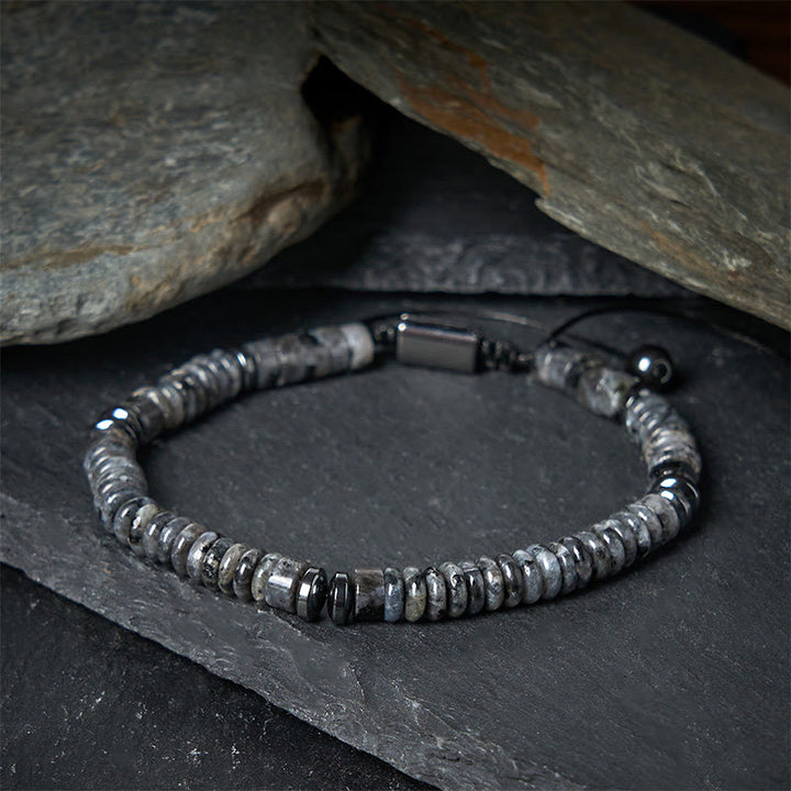 Buddha Stonesスモール ブラックオブシディアン グリーンアベンチュリン グレージャスパー タイガーアイ 強さのロープブレスレット - image 1