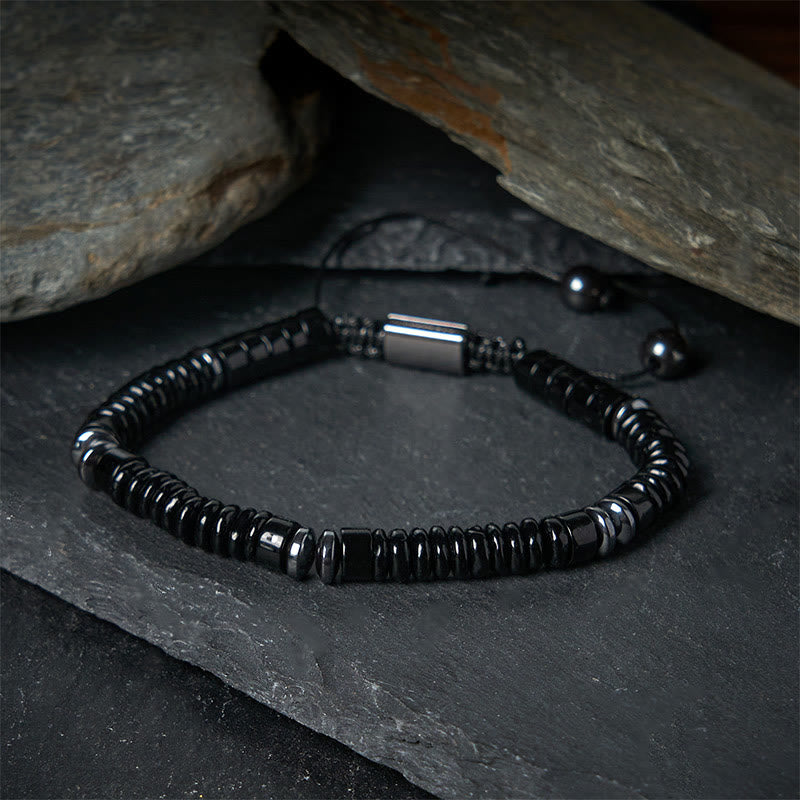 Buddha Stonesスモール ブラックオブシディアン グリーンアベンチュリン グレージャスパー タイガーアイ 強さのロープブレスレット - image 8