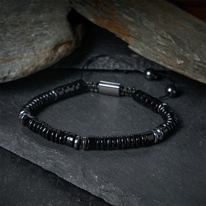 Buddha Stonesスモール ブラックオブシディアン グリーンアベンチュリン グレージャスパー タイガーアイ 強さのロープブレスレット - image 8