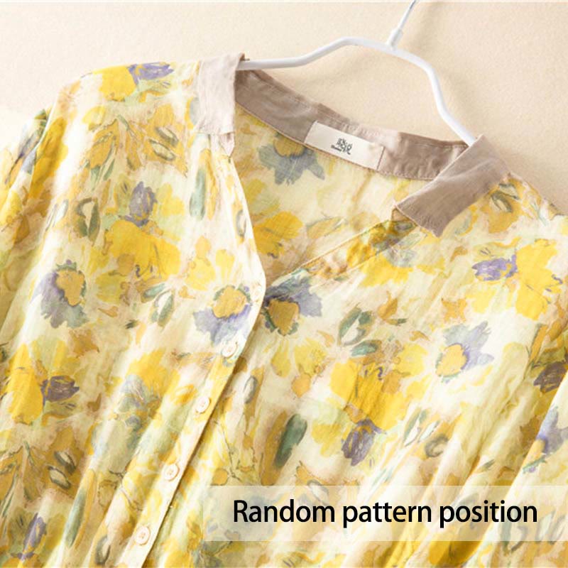 Buddha Stonesハーフスリーブ カラーコントラスト 花柄 ミディドレス ポケット付き - image 14